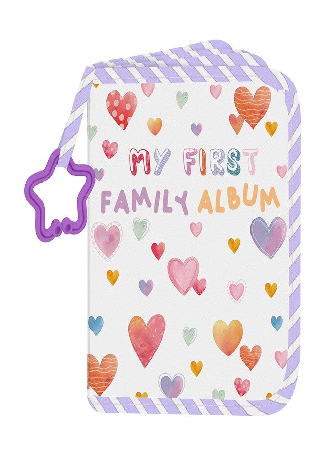 Vorruil Baby Photo Album, My First Family Soft Photo Album For Baby, Raining Hearts Babies Cloth Photo Book Memory Keepsake Shower, First Year Babies Gift Pictures Holds for Newborn Toddler Kids 5.5x7inches - Image 1